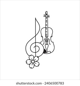 Vektorgrafik einer Geige mit Blumen