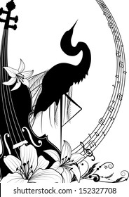 ilustración vectorial con violín y garón en colores blanco y negro