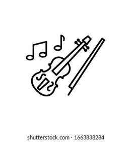 Vector illustration, violin icon. Line design template