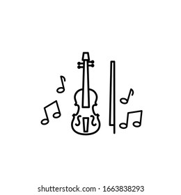 Vector illustration, violin icon. Line design template