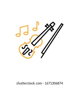Vector illustration, violin icon. Line  two colour design template