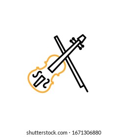 Vector illustration, violin icon. Line  two colour design template