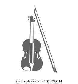 
Vector illustration of violin isolated on a white background. Black and white. Violin, musical instrument in flat style.