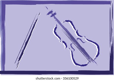 Vector illustration of a violin on a blue background. 