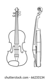 Vector illustration of violin on white background