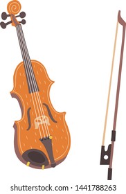 Vector illustration of a violin. Warm colors