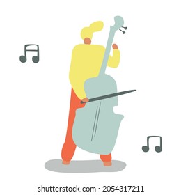 Vector illustration with violinist. Cartoon character. 