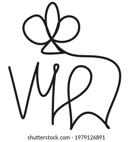 Vector illustration of the VIP inscription in one line. Abstraction with self-drawing of a gambling symbol for casinos and online games. Card trump suit with a cross symbol.