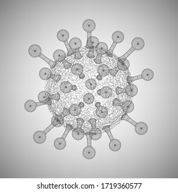 Vector illustration of a viral cell polygon mesh. Low poly abstract concept. Isolated illustration of a viral cell