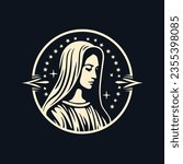 Vector illustration of Virgin Mary, Mother of Jesus, suitable for logo, sign, sticker and other print on demand