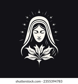 Vector illustration of Virgin Mary, Mother of Jesus, suitable for logo, sign, sticker and other print on demand