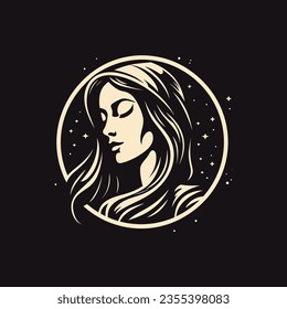 Vector illustration of Virgin Mary, Mother of Jesus, suitable for logo, sign, sticker and other print on demand