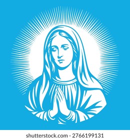 Vector illustration of the Virgin Mary, mother of Jesus