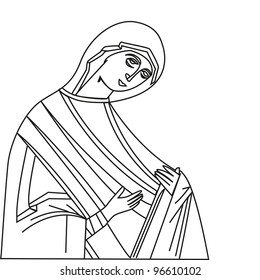 Vector illustration of Virgin Mary On white background
