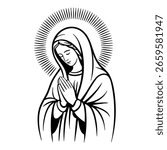 Vector illustration of the Virgin Mary. Our Lady of Guadalupe