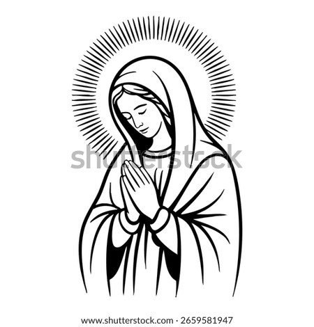 Vector illustration of the Virgin Mary. Our Lady of Guadalupe
