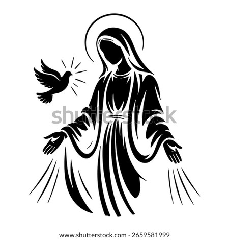 Vector illustration of the Virgin Mary. Our Lady of Guadalupe