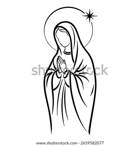 Vector illustration of the Virgin Mary. Our Lady of Guadalupe