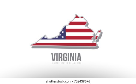 Vector illustration of virginia county state with US united states flag as a texture suitable for a map logo or design purposes