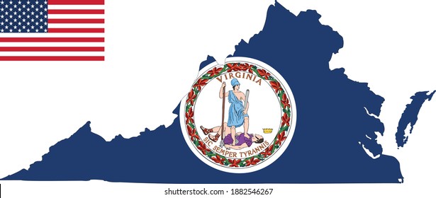 Vector Illustration Virginia State Map Flag Stock Vector (Royalty Free ...