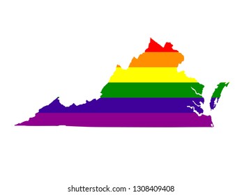 vector illustration of Virginia map with lgbt flag 