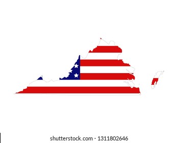 vector illustration of Virginia map with USA flag