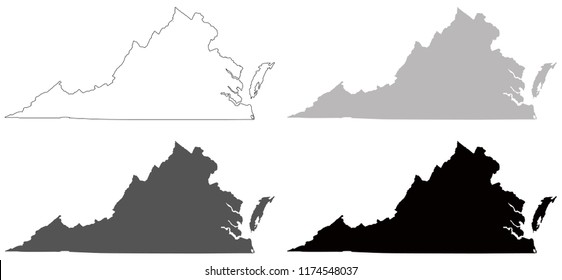 vector illustration of Virginia maps