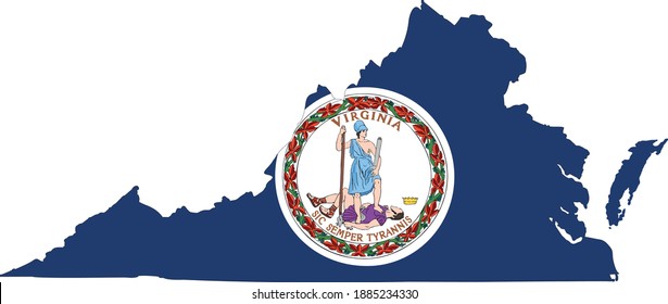 vector illustration of Virginia State map and flag 