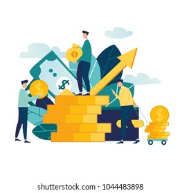vector illustration of virtual business assistant. money, cards investment management. graphic design business concept vector