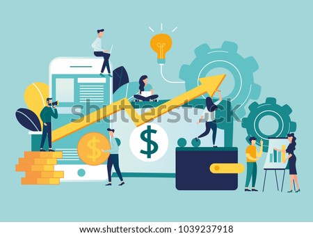 vector illustration of virtual business assistant. flat icon on smartphone is merged all accounts, money, cards investment management. graphic design business vector, mobile banking 