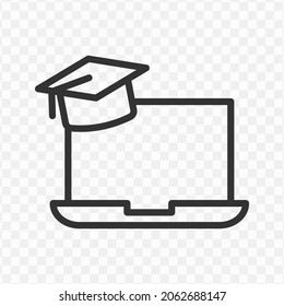 Vector illustration of virtual graduation icon in dark color and transparent background(png).