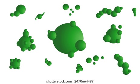 Vektorillustration von Virusbakterien in grüner Farbe, auf weißem Hintergrund