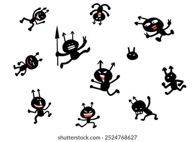 Vector illustration of virus behaving badly and running amok