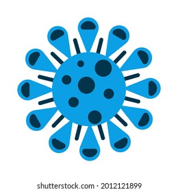 vector illustration of a virus in blue color, the smell for the icon of a virus that is endemic around the world. I hope this pandemic ends soon and we can visit each other again. healthy greetings