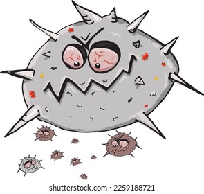 vector illustration of virus cartoon character on white background