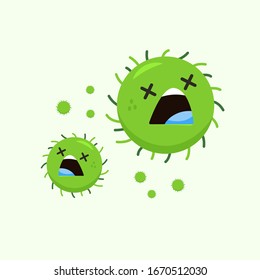Dibujo de virus de ilustración vectorial con cara muerta y color verde. Eps 10