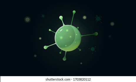 Vektorillustration Illustration Virus-Zellplanet. Neon-grüne Kosmos-Pandemiekrankheit aus Glas. Immunkrankheit Corona hiv flu, mikrobiologische Forschung