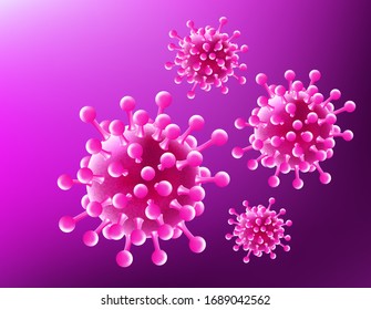 Vector illustration of the virus cells. Microscopic view of a infectious virus. Concept contagion and propagation of a disease 
