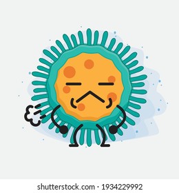 Vector Illustration of Virus Character with cute face, simple hands and leg line art on Isolated Background. Flat cartoon doodle style.