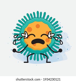 Vector Illustration of Virus Character with cute face, simple hands and leg line art on Isolated Background. Flat cartoon doodle style.