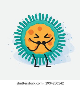 Vector Illustration of Virus Character with cute face, simple hands and leg line art on Isolated Background. Flat cartoon doodle style.
