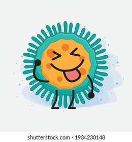 Vector Illustration of Virus Character with cute face, simple hands and leg line art on Isolated Background. Flat cartoon doodle style.