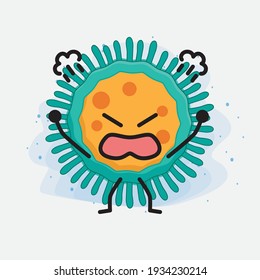 Vector Illustration of Virus Character with cute face, simple hands and leg line art on Isolated Background. Flat cartoon doodle style.