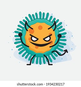 Vector Illustration of Virus Character with cute face, simple hands and leg line art on Isolated Background. Flat cartoon doodle style.