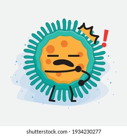 Ilustración vectorial del personaje de virus con cara linda, manos simples y líneas de piernas en fondo aislado. Estilo de dibujo animado plano.