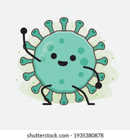 Ilustración vectorial del personaje de virus con cara linda, manos simples y líneas de piernas en fondo aislado. Estilo de dibujo animado plano.