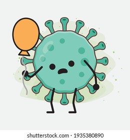 Vector Illustration of Virus Character with cute face, simple hands and leg line art on Isolated Background. Flat cartoon doodle style.