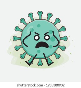 Vector Illustration of Virus Character with cute face, simple hands and leg line art on Isolated Background. Flat cartoon doodle style.