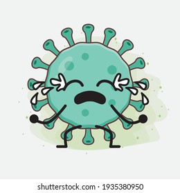 Vector Illustration of Virus Character with cute face, simple hands and leg line art on Isolated Background. Flat cartoon doodle style.