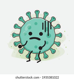 Vector Illustration of Virus Character with cute face, simple hands and leg line art on Isolated Background. Flat cartoon doodle style.